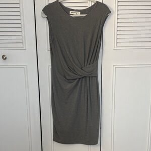 Reiss Charcoal Knot-Detail Midi Dress